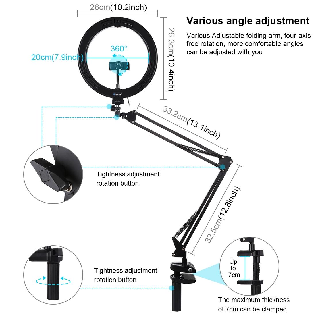 10.2 Ring Light with Usb 3 Modes Dual Colour Phone Clamp 7