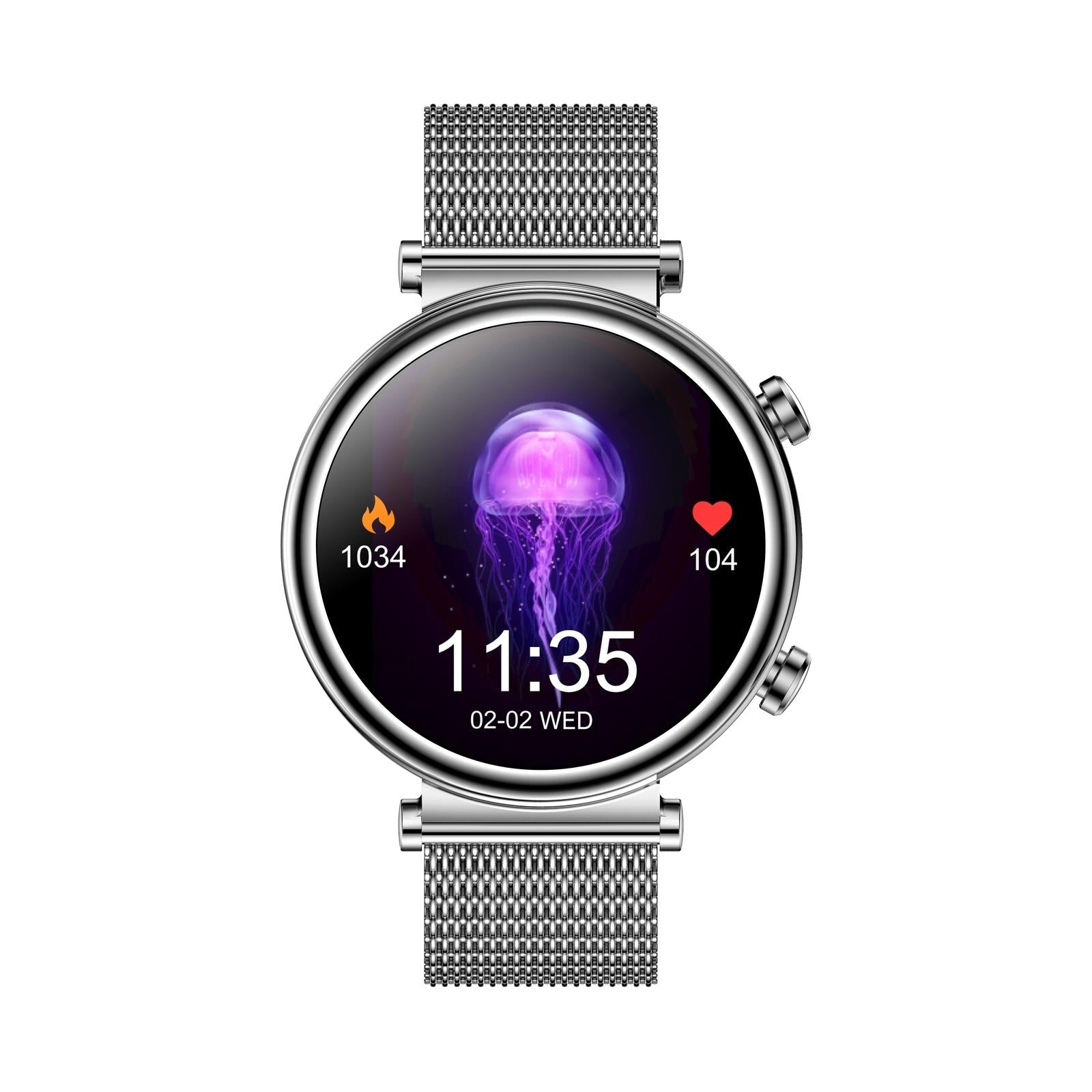 Women Smart Watch With Bt Call Health Tracking And Sos - Compact And Stylish - Silver White Leather 4