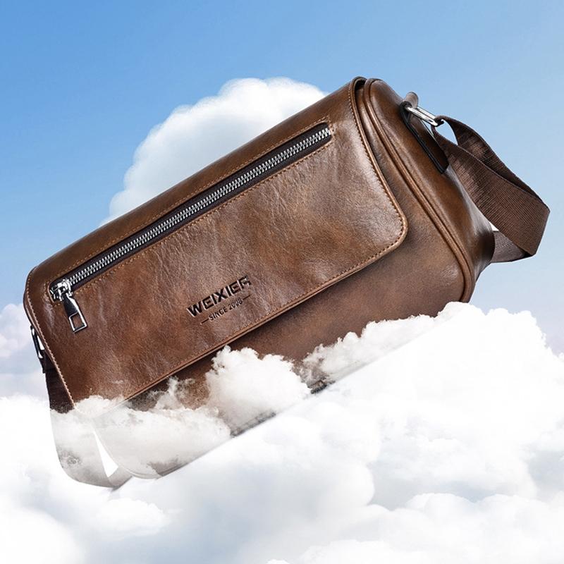 Waterproof Men Crossbody Bag Large Capacity - Brown 3