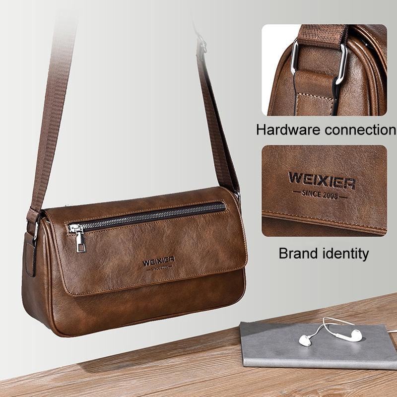 Waterproof Men Crossbody Bag Large Capacity - Brown 7