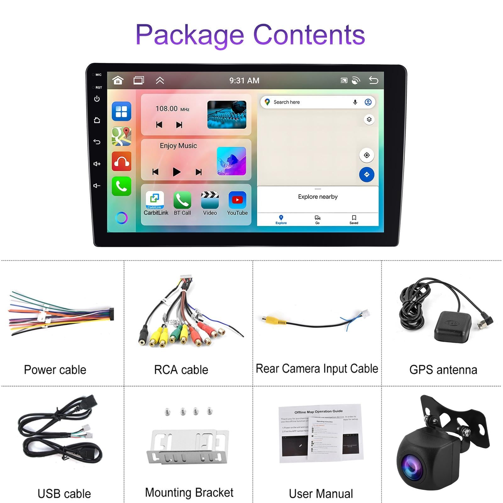 6 + 128G Android Car Bluetooth Player With Gps Navigation - Standard + Ahd Camera 7 Inch 3