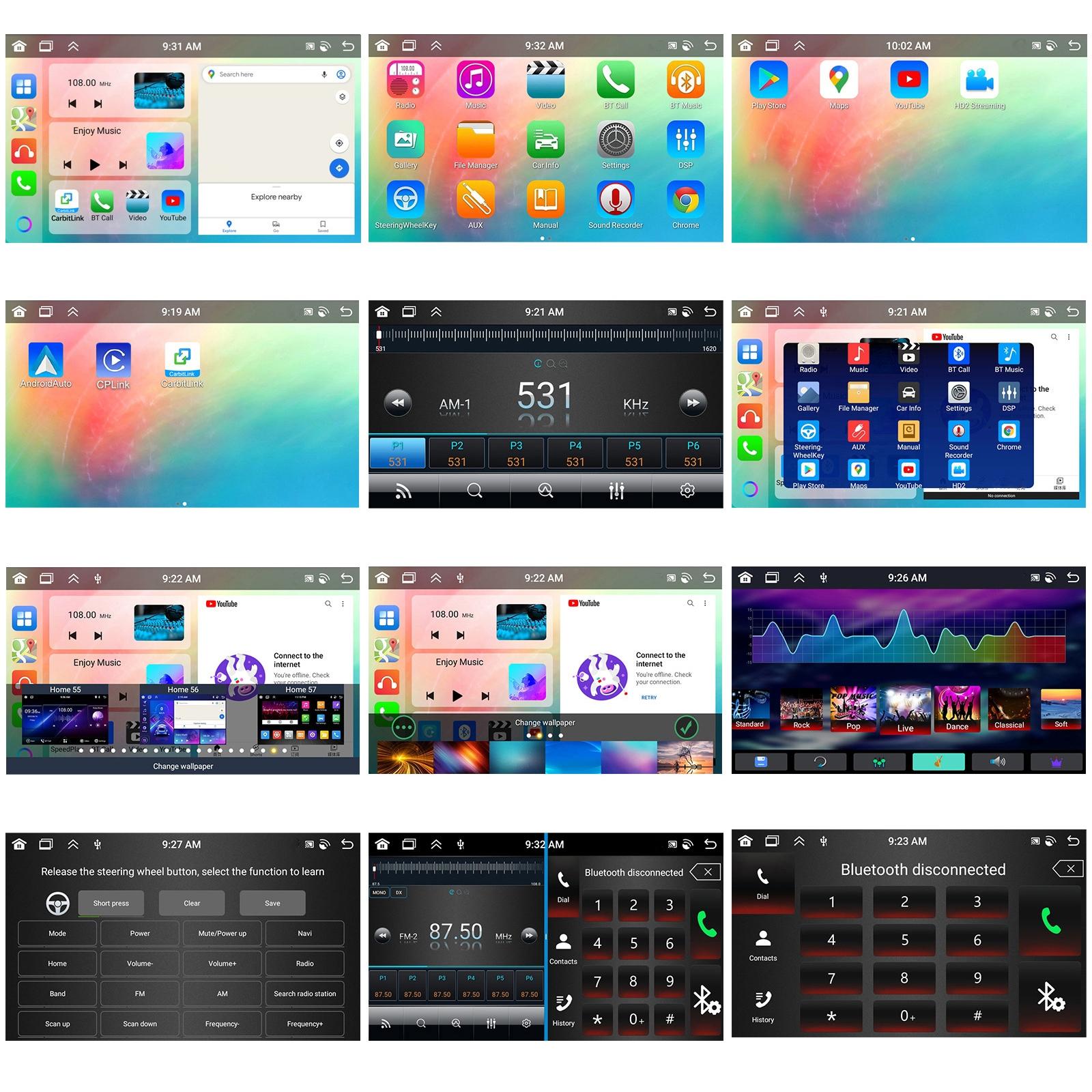 6 + 128G Android Car Bluetooth Player With Gps Navigation - Standard + Ahd Camera 7 Inch 12