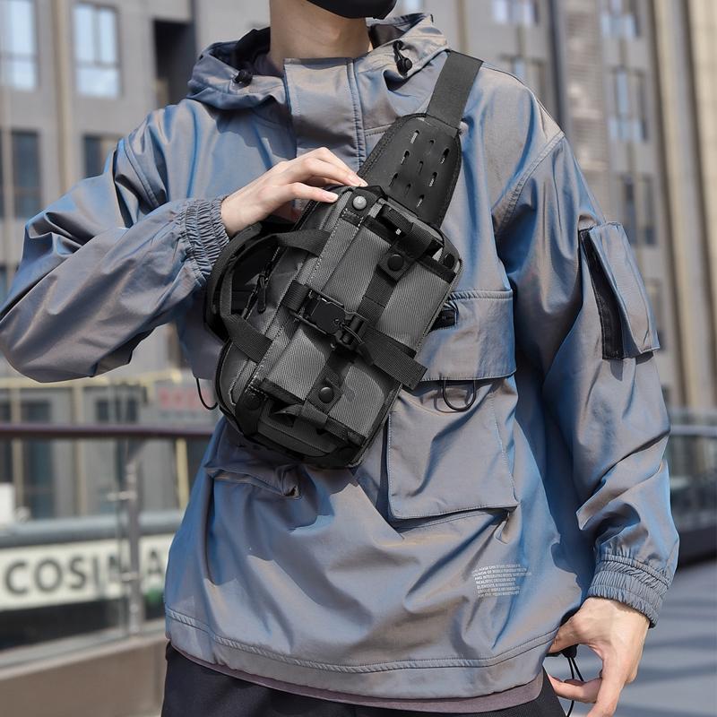Waterproof Men Crossbody Waist Pack Gray 11