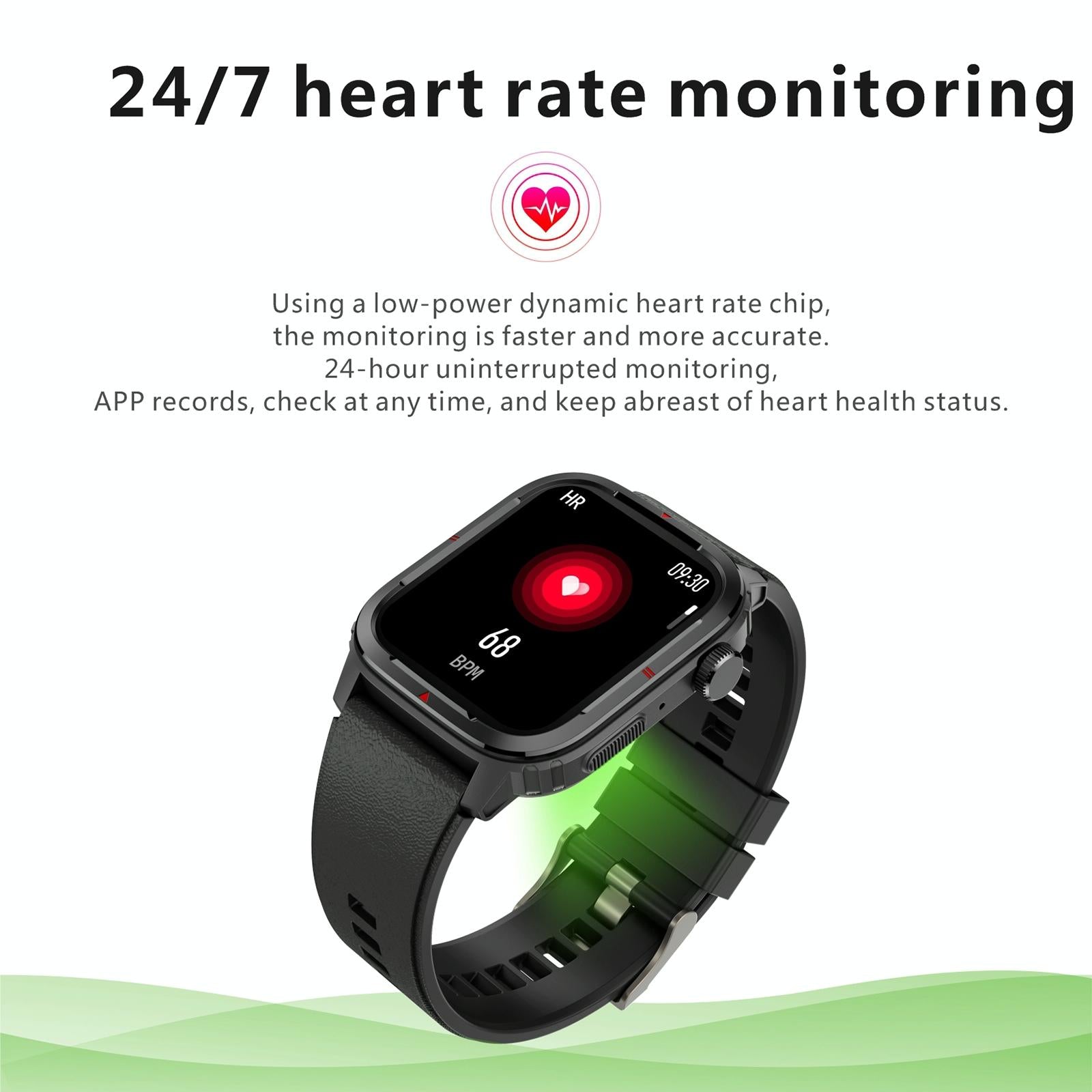 1.7 Inch Tft Hd Screen Smart Watch Support Bluetooth Calling / Blood Pressure Monitoring - Black 5