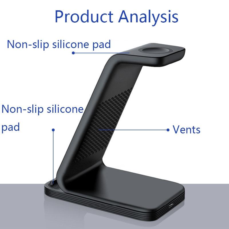 3 In 1 15W Vertical Wireless Charger - White 5