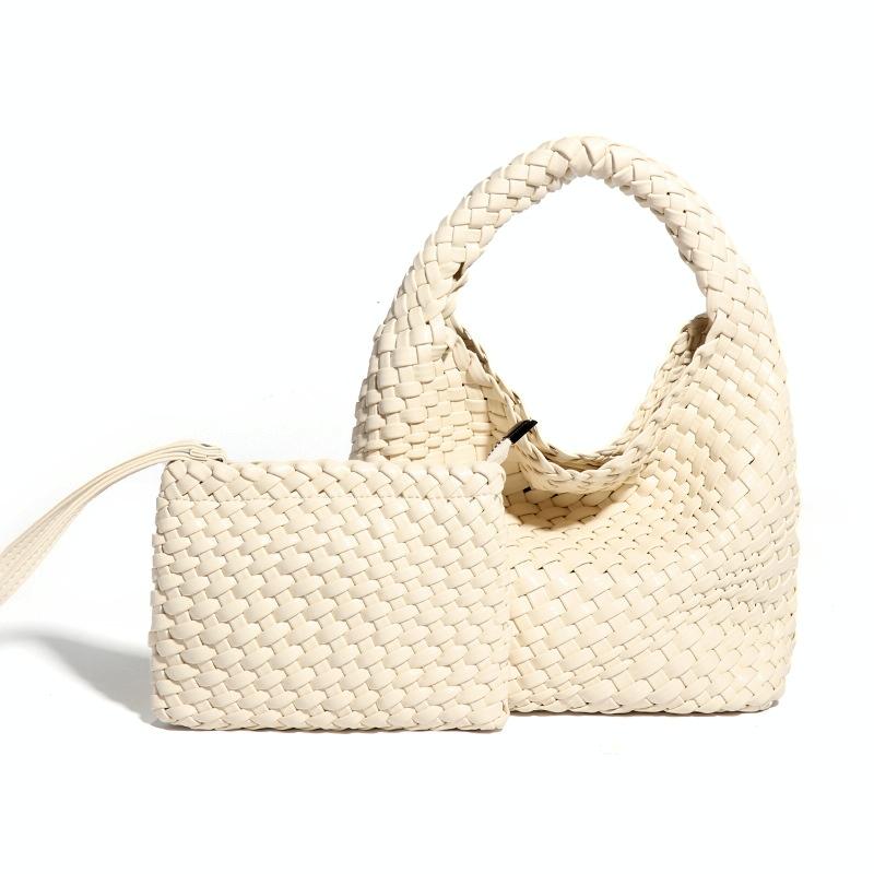 Apricot Hand Woven 2-in-1 Shoulder Bag - Brown 12