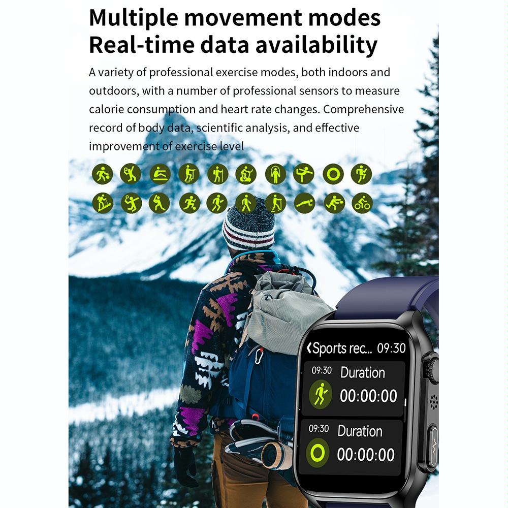 1.96 Inch Ip67 Waterproof Silicone Band Smart Watch Supports Ecg / Remote Families Care / Bluetooth Call / Body Temperature Monitoring - Black 7