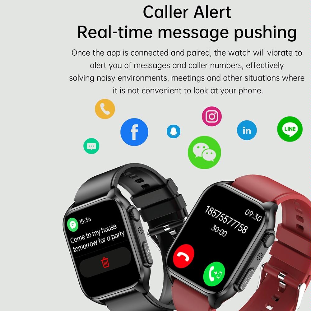 1.96 Inch Ip67 Waterproof Silicone Band Smart Watch Supports Ecg / Remote Families Care / Bluetooth Call / Body Temperature Monitoring - Black 9