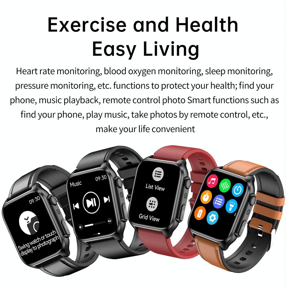1.96 Inch Ip67 Waterproof Silicone Band Smart Watch Supports Ecg / Remote Families Care / Bluetooth Call / Body Temperature Monitoring - Black 13