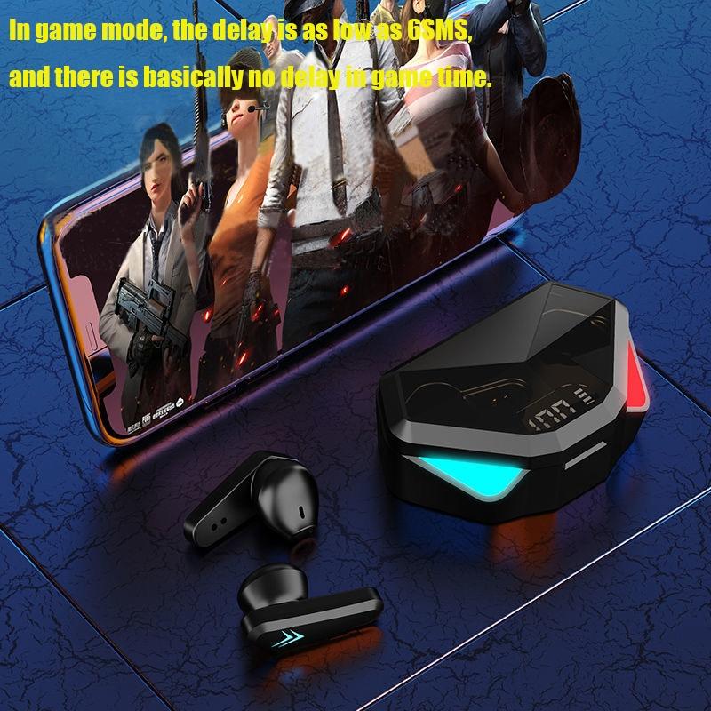 True Wireless Gaming Earbuds with Touch Control and Led Charging Case - Black 5