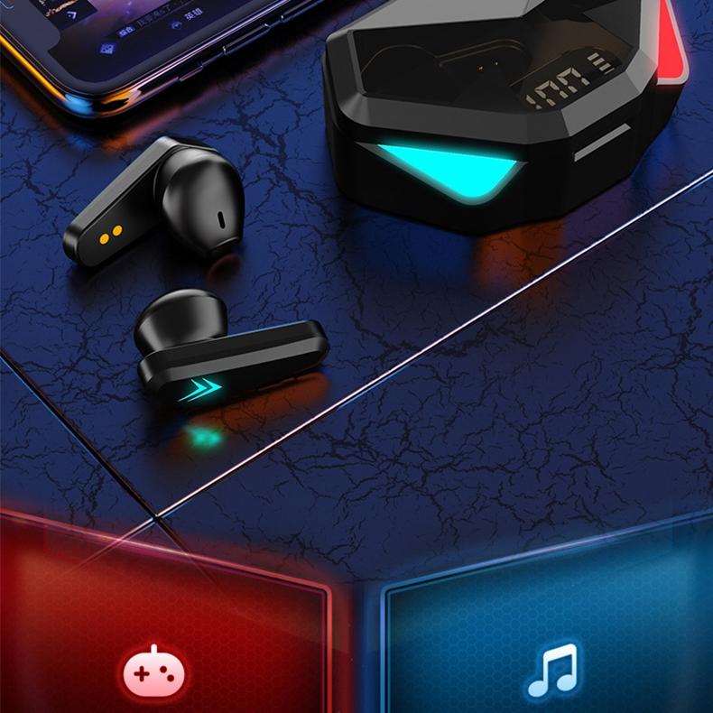 True Wireless Gaming Earbuds with Touch Control and Led Charging Case - Black 7