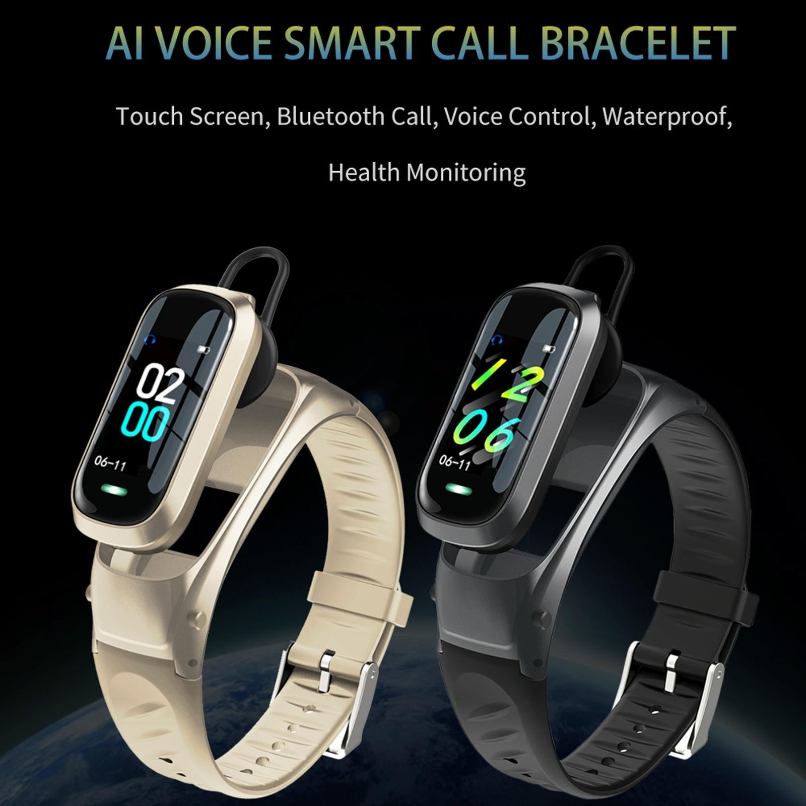 Smart Bracelet With Ai Voice Sleep & Heart Rate Monitoring Call Rejection - Gold 4