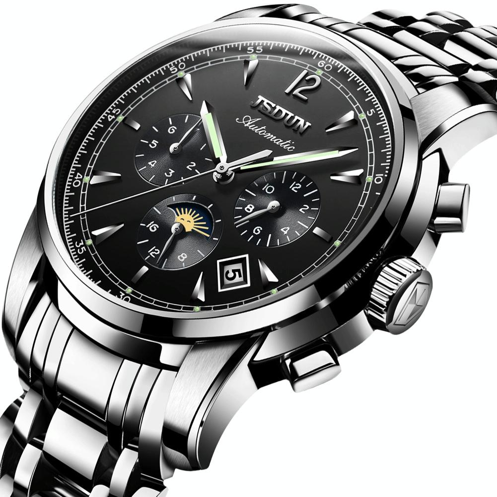 Waterproof Luminous Mechanical Watch for Men - 8750 - Silver Black 3