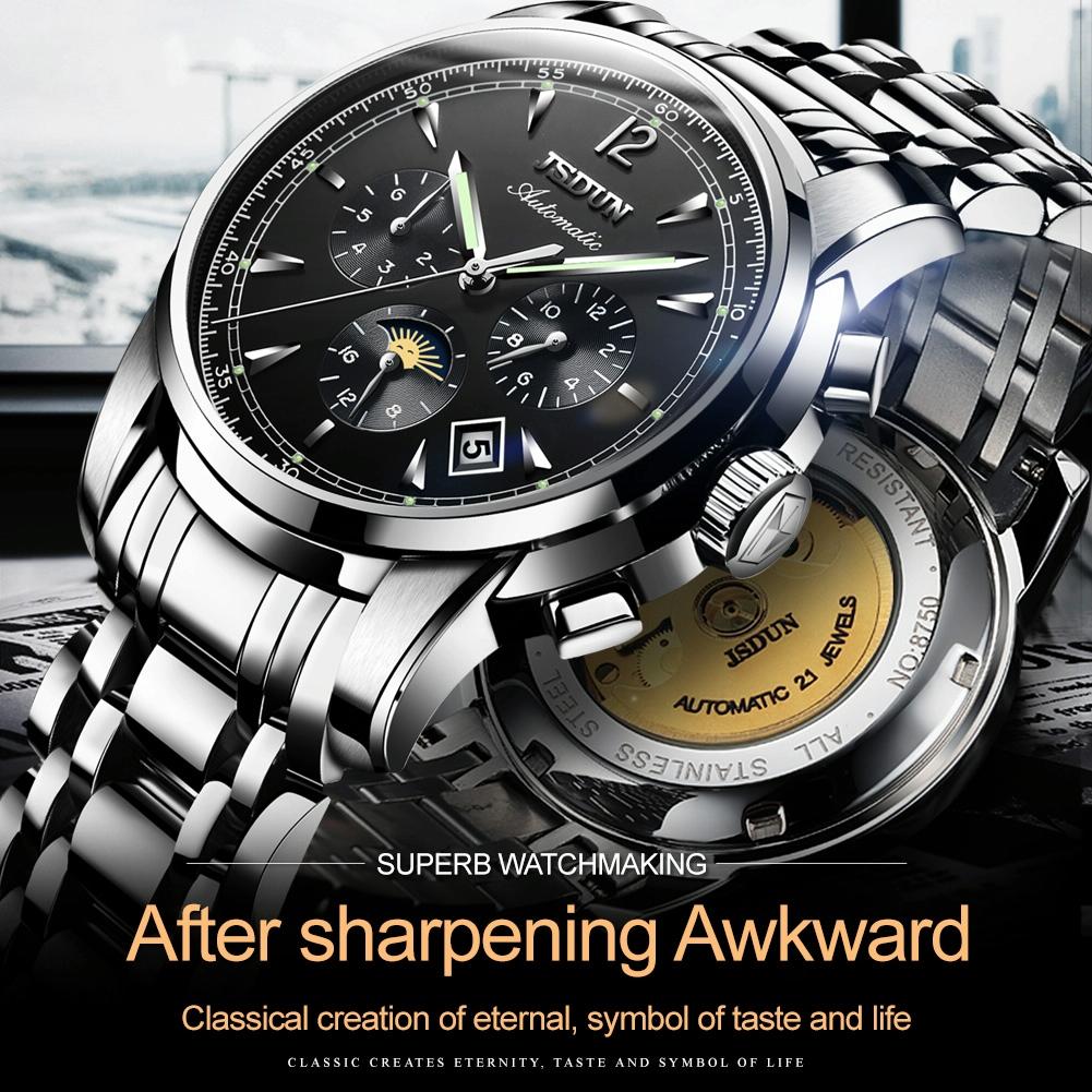Waterproof Luminous Mechanical Watch for Men - 8750 - Silver Black 13