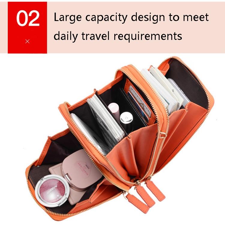 Women Pu Mobile Phone Shoulder Bag Large Capacity - Red Wine 9