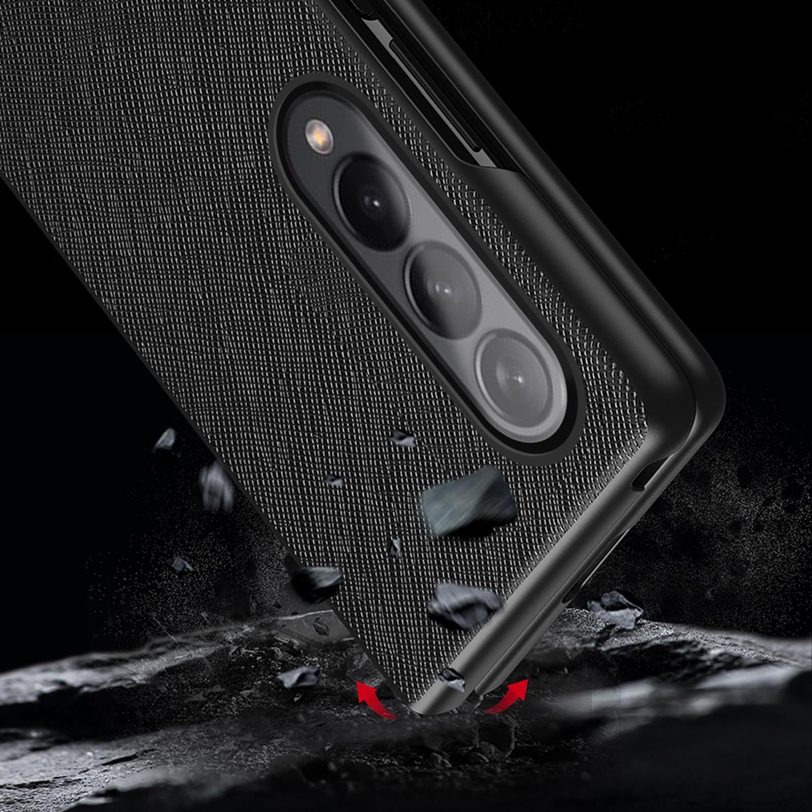 For Samsung Galaxy Z Fold4 5G Foldable Cross Pattern Phone Case - Foldable Design - Black 5