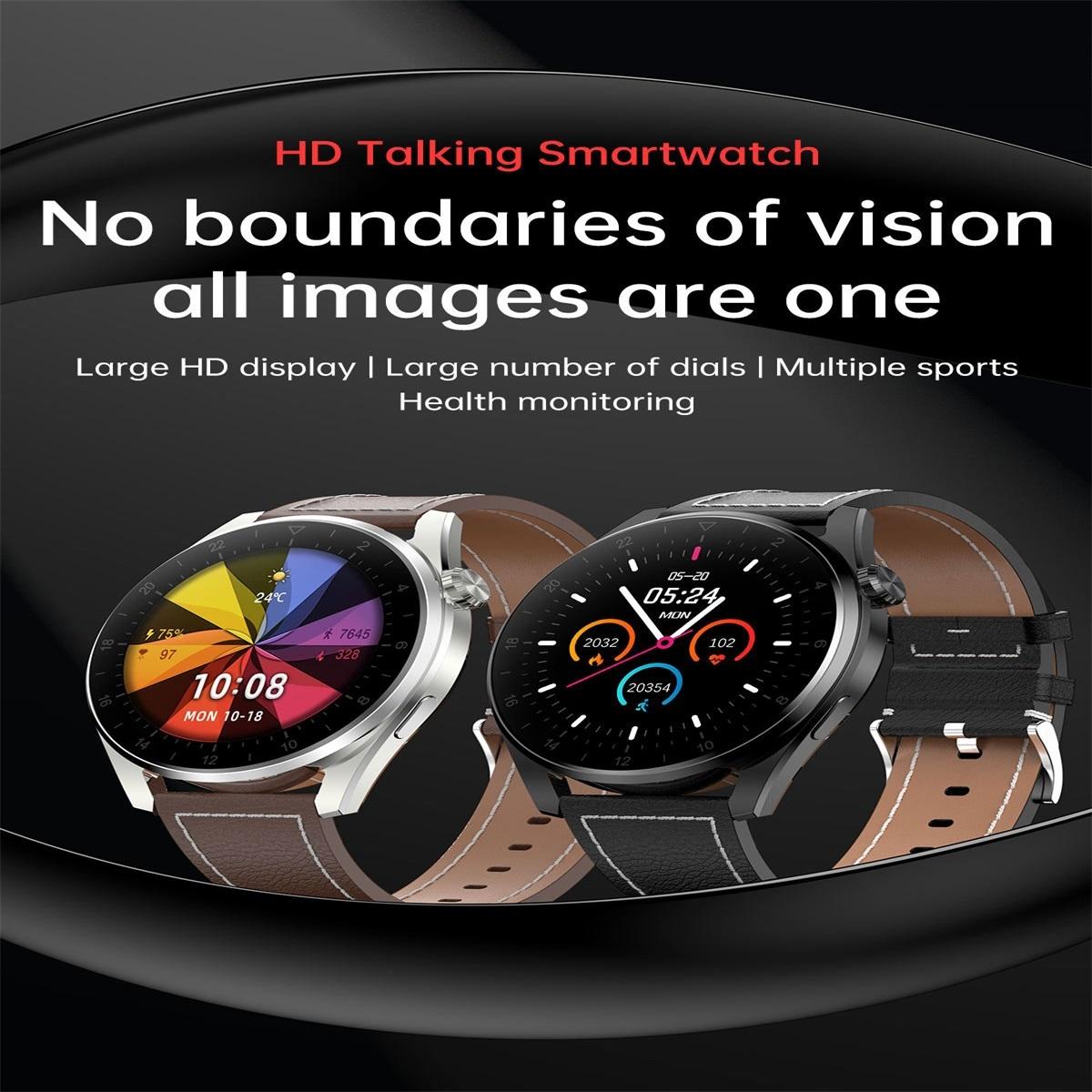 Waterproof Leather Smartwatch With Colour Display - Brown 5