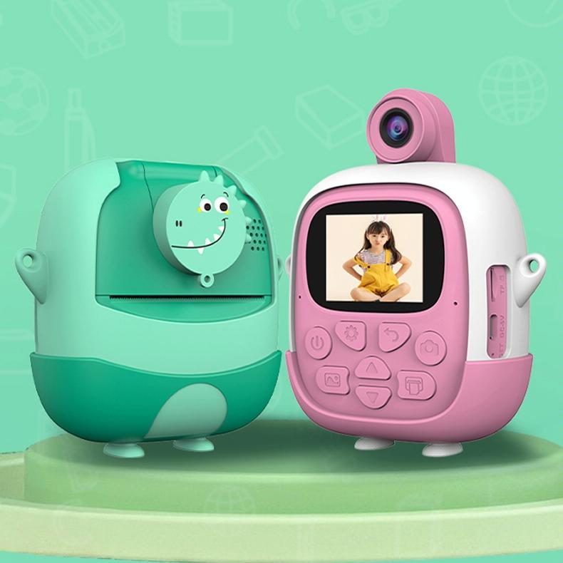 720P Hd Reversible Mini Digital Camera For Children - Cartoon Print - Green 3