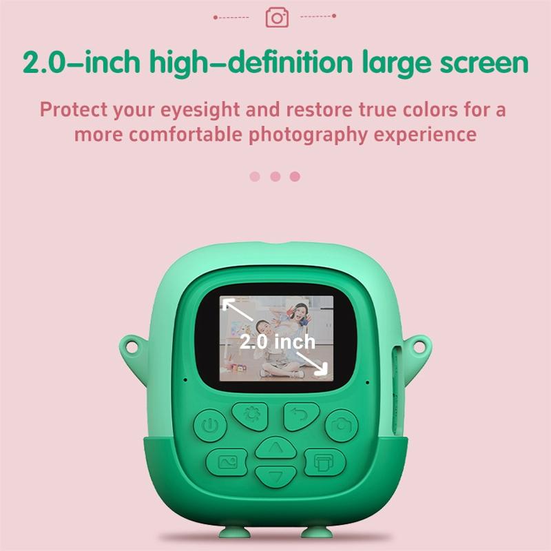 720P Hd Reversible Mini Digital Camera For Children - Cartoon Print - Green 7