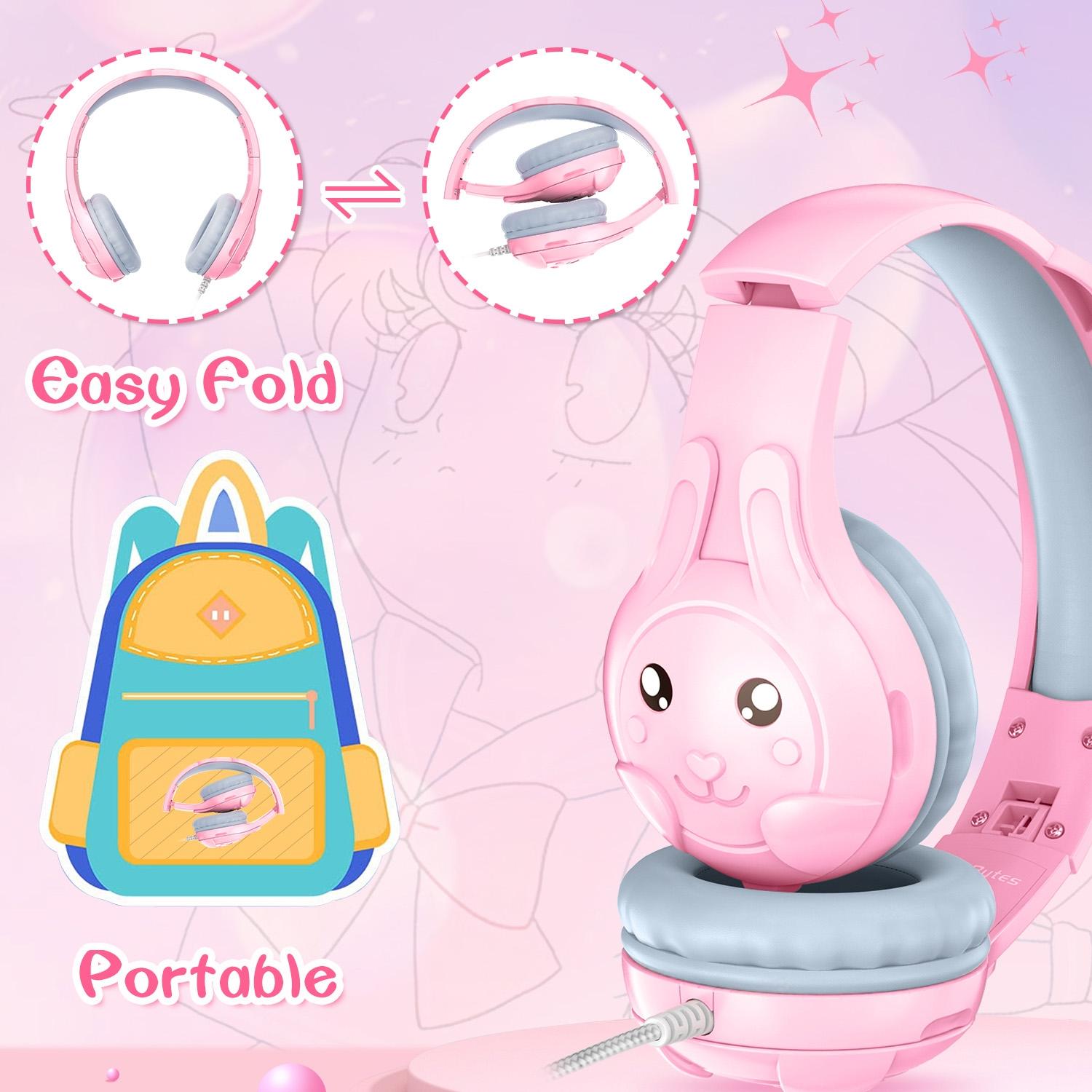 Kids Wired Over-Ear Earphone With Mic 1.5M - Pink 13