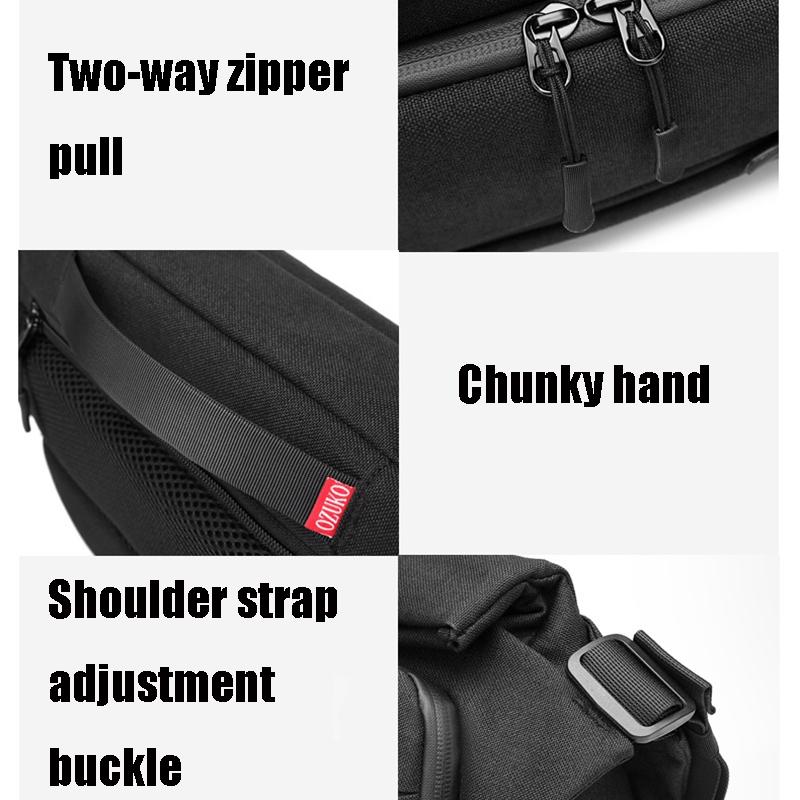 Waterproof Men Messenger Bag With Usb Charging Port Multifunctional Design - Black 7