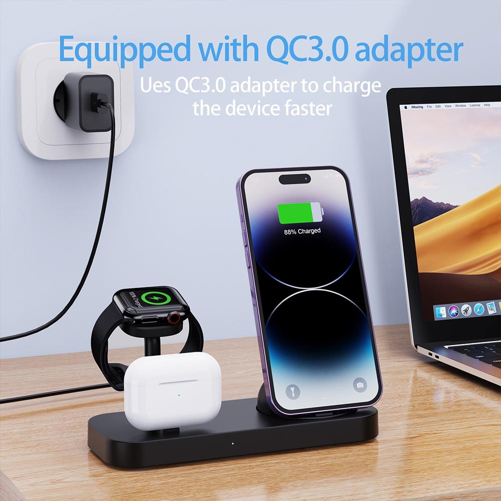 4 In 1 Charging Stand For Apple Watch And Airpods - Black 4