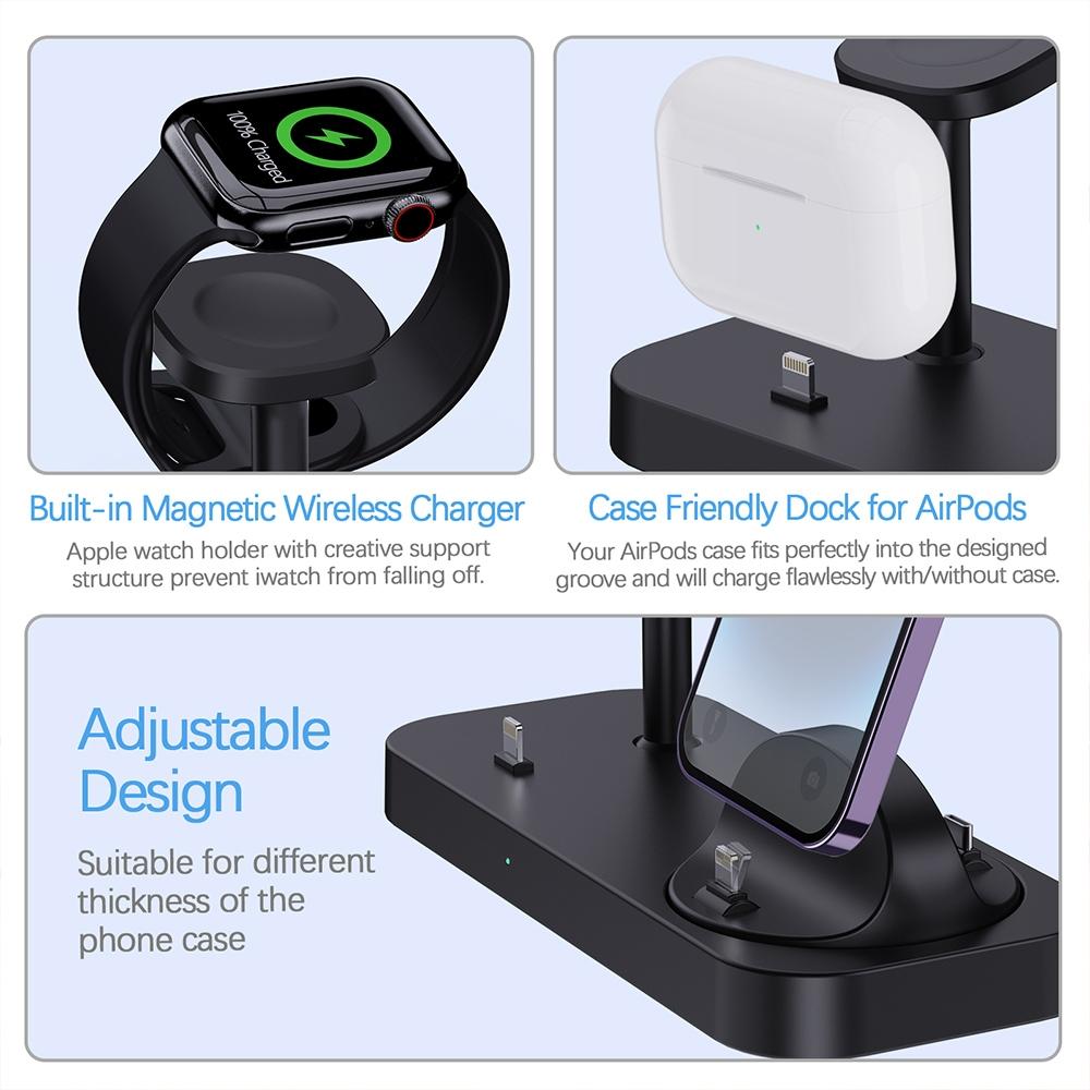 4 In 1 Charging Stand For Apple Watch And Airpods - Black 5