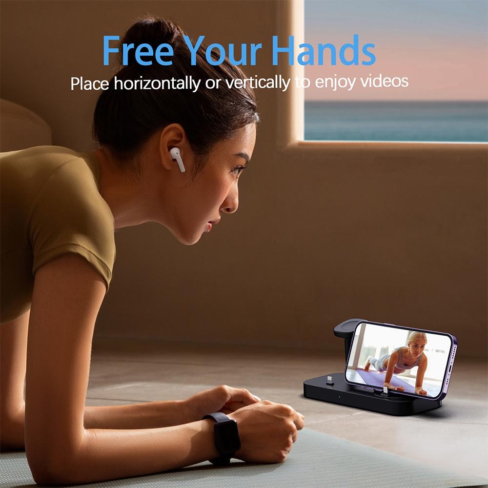 4 In 1 Charging Stand For Apple Watch And Airpods - Black 7