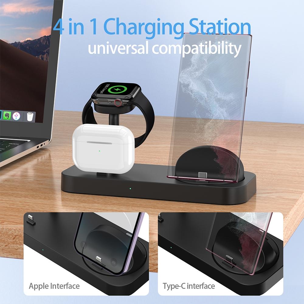 4 In 1 Charging Stand For Apple Watch And Airpods - Black 9