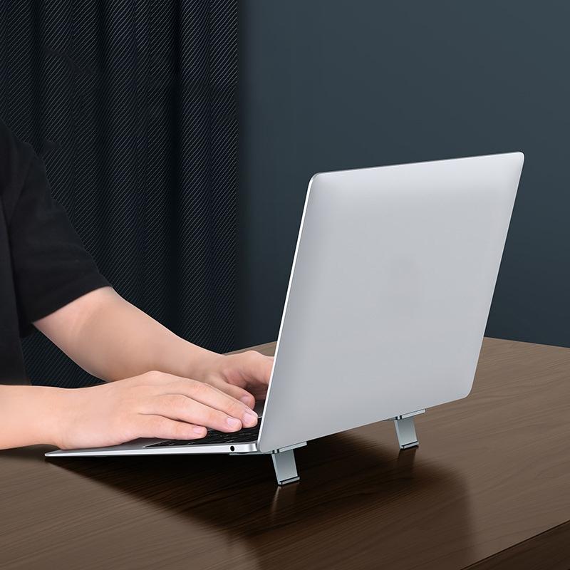 Desktop Folding Notebook Stand with Invisible Height Increase and Storage - Silver 6