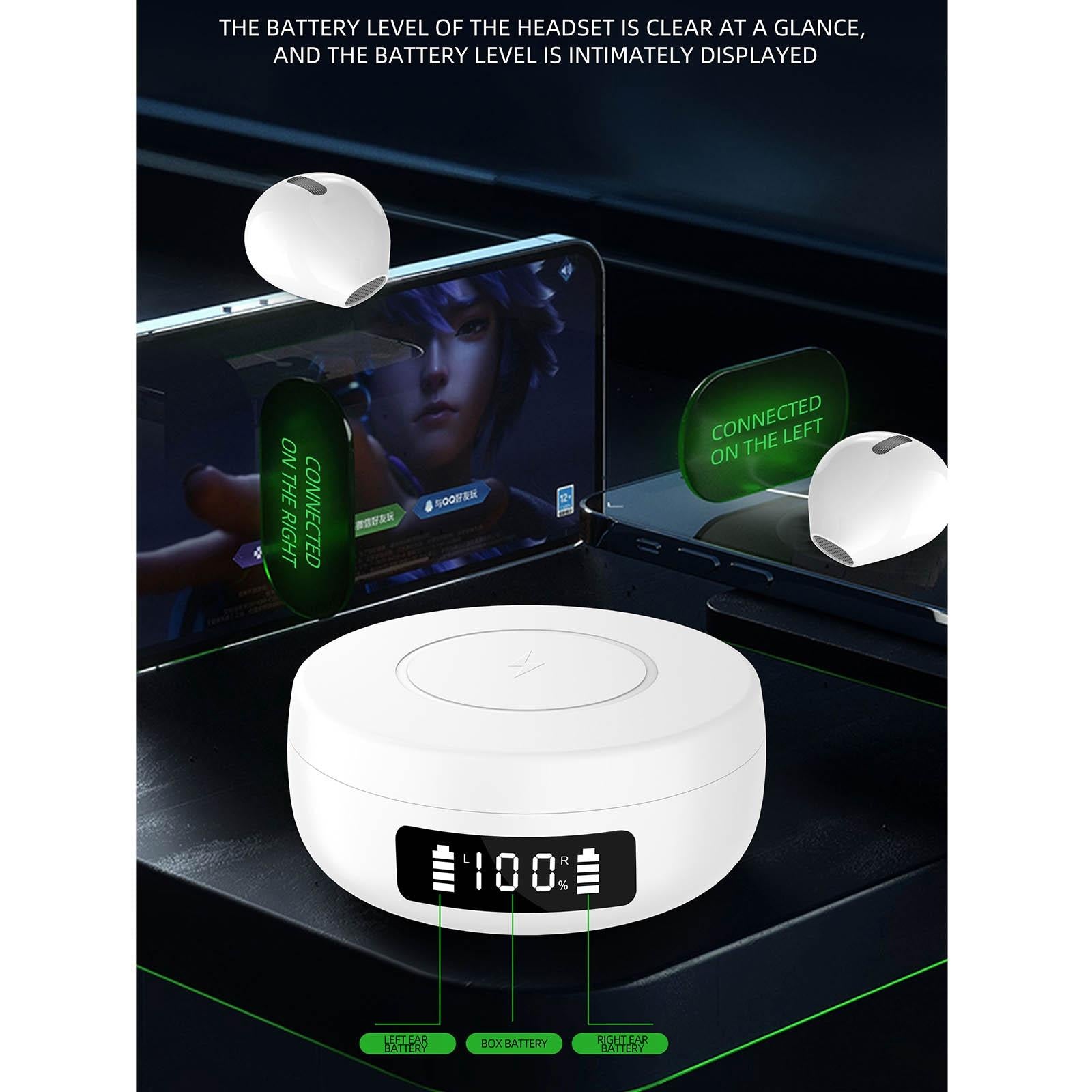 Mini Tws Wireless Bluetooth Earphones with Noise Reduction and Digital Display - White 3