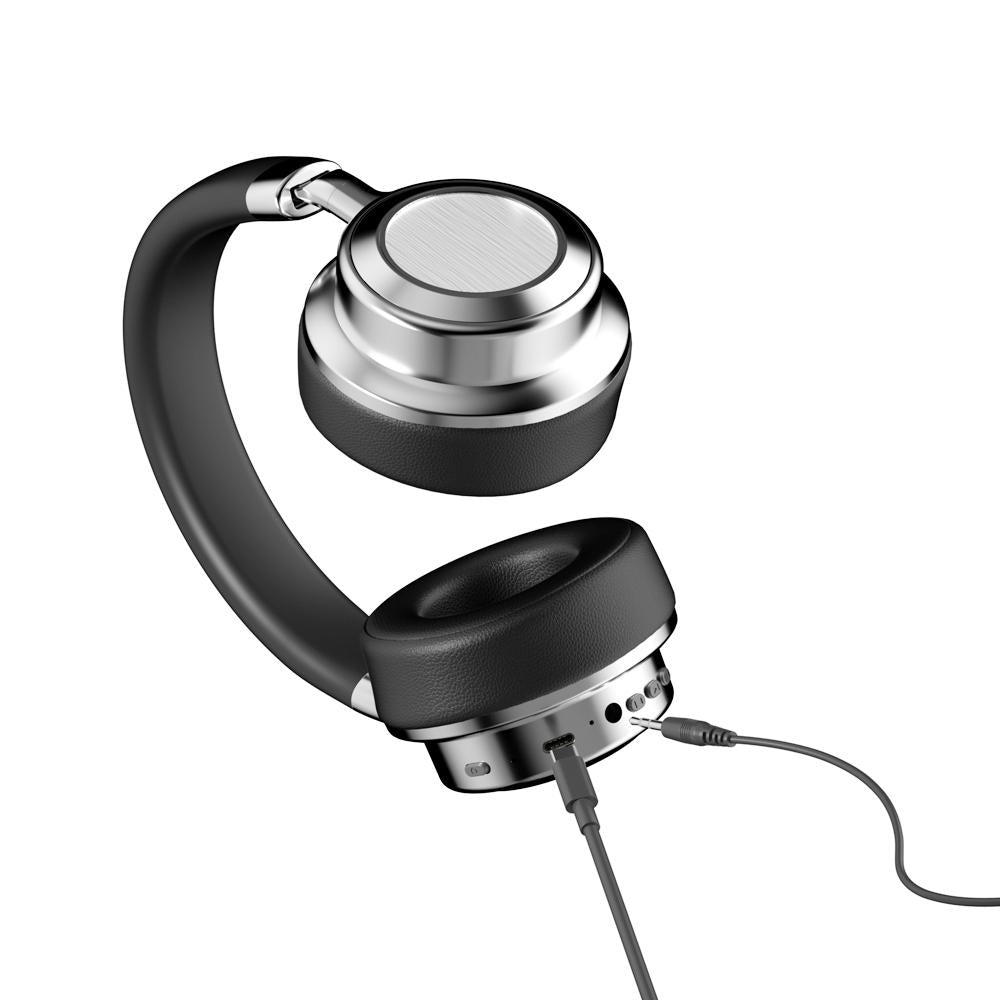 Retro Wireless Bluetooth Headset - Metal Head-mounted - Silver Black 4