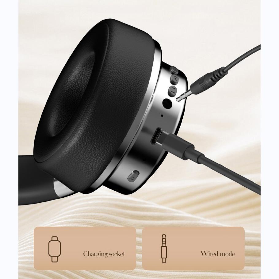 Retro Wireless Bluetooth Headset - Metal Head-mounted - Silver Black 6