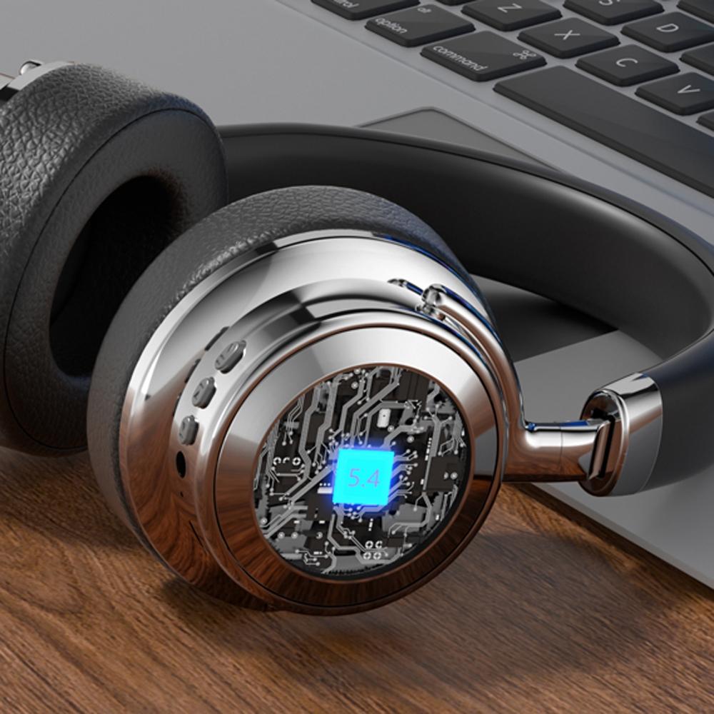 Retro Wireless Bluetooth Headset - Metal Head-mounted - Silver Black 7