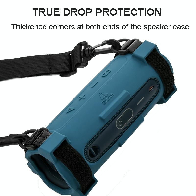 Jbl Flip 6 Speaker Bag with Shoulder Strap - Silicone Case for Travel - Blue 4
