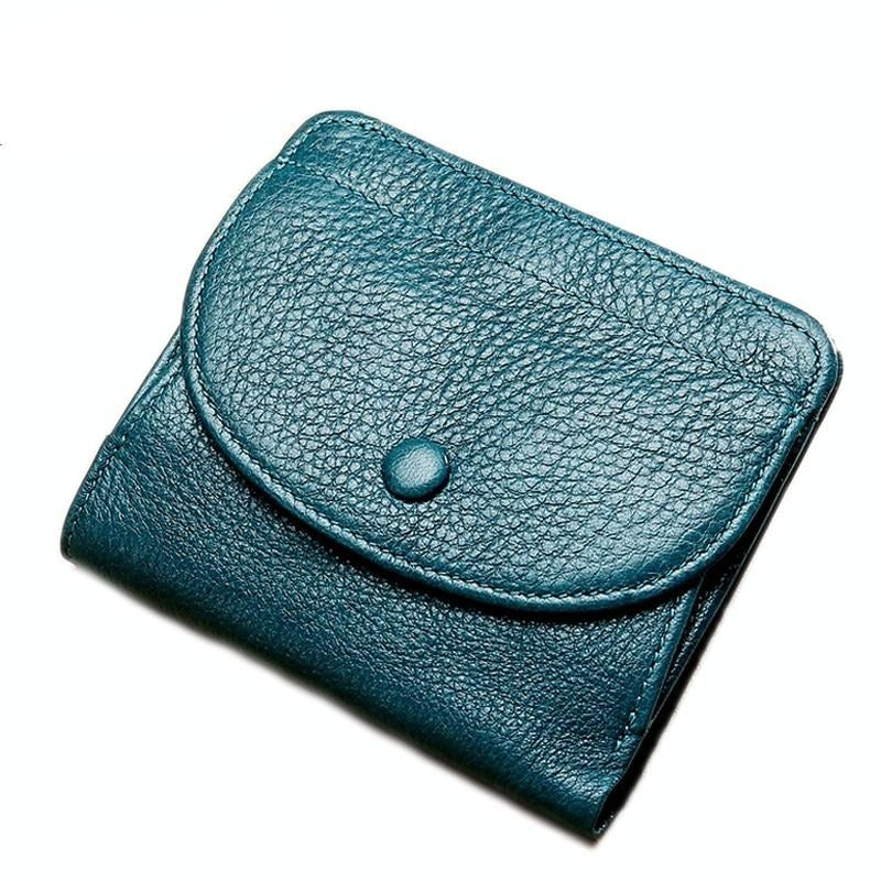 Genuine Leather Rfid Coin Purse - Blue
