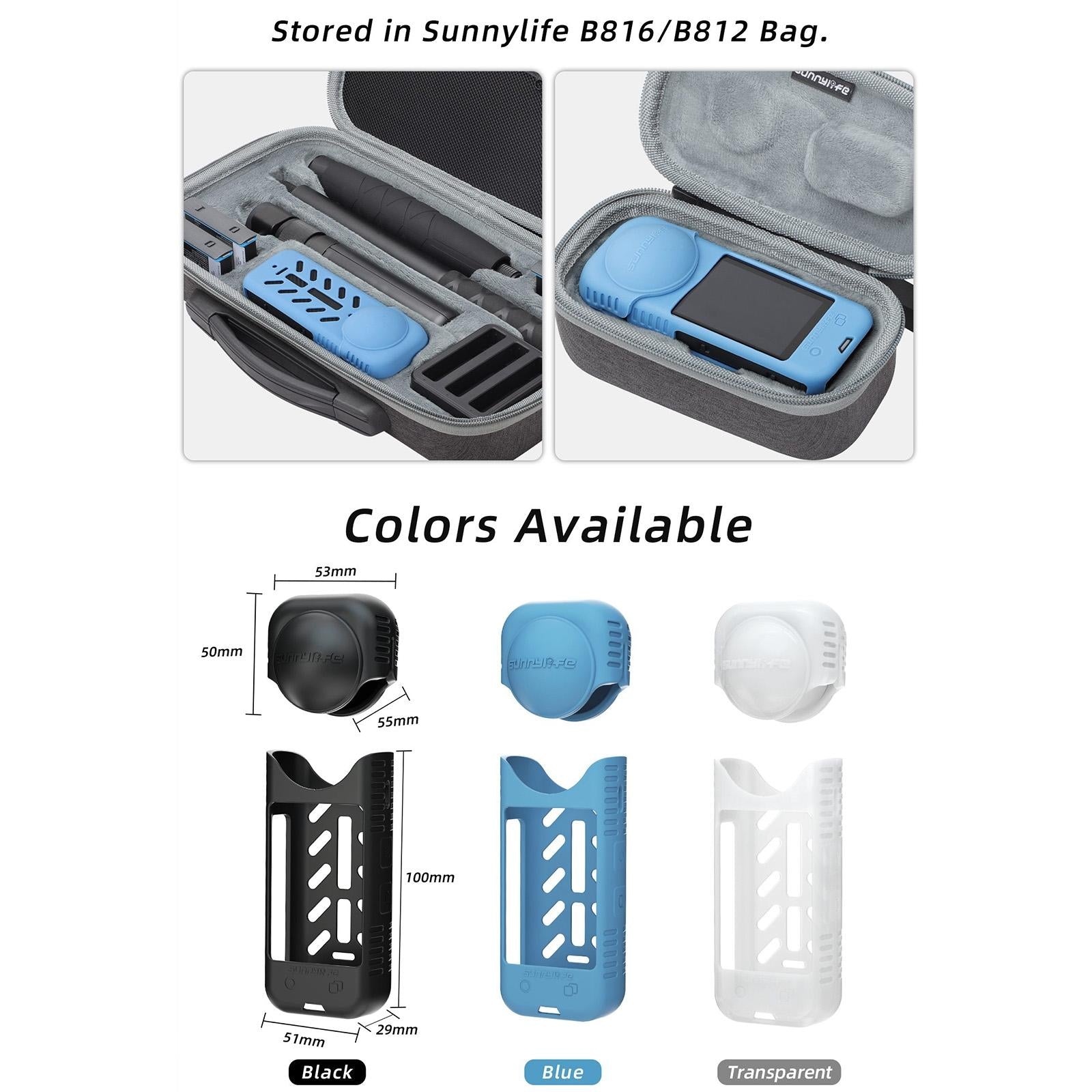 Silicone Shockproof Case and Lens Cover for Insta360 X4 by Sunnylife - Blue - Lens Cover 11