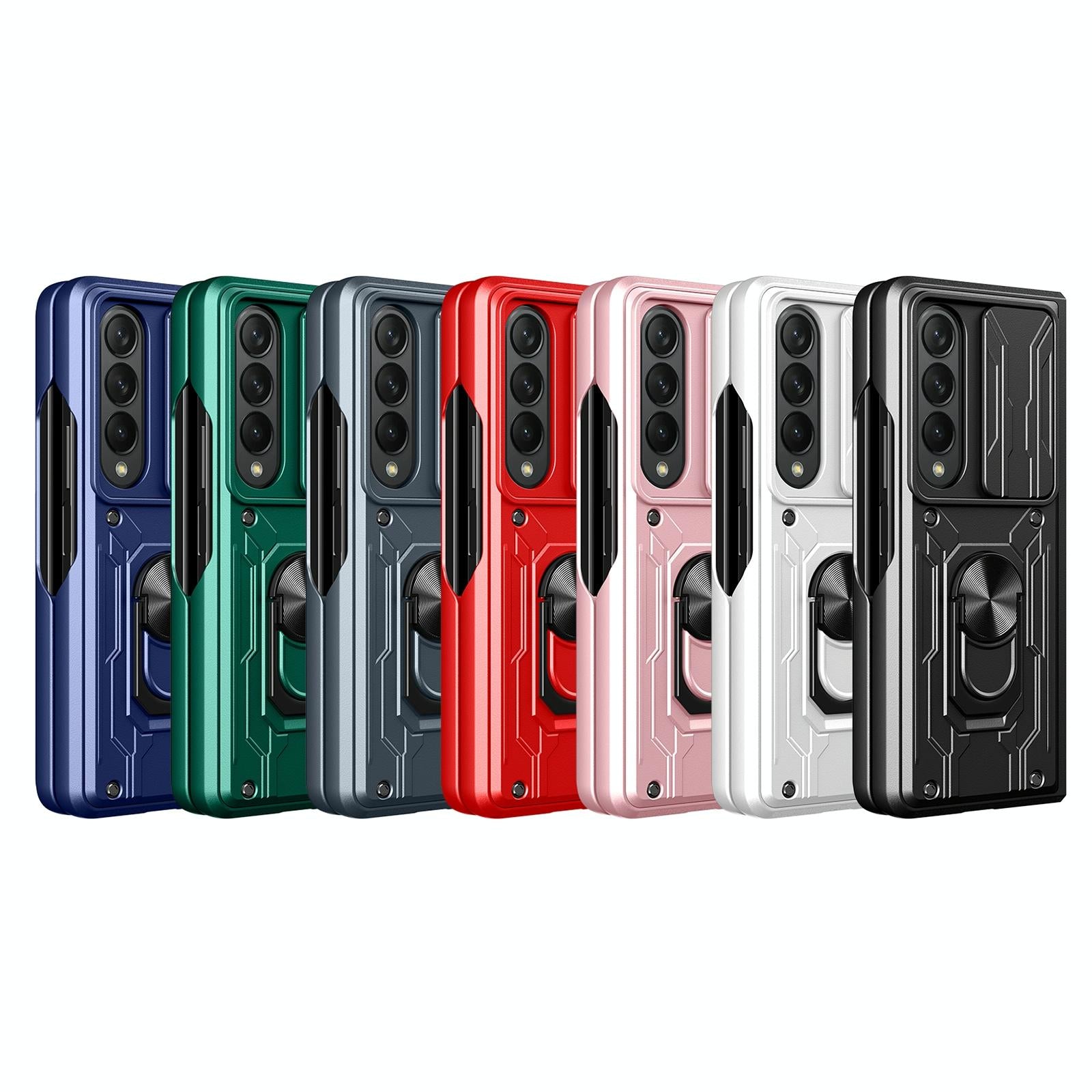For Samsung Galaxy z Fold4 5G Protective Sliding Camshield Phone Case - Red 3