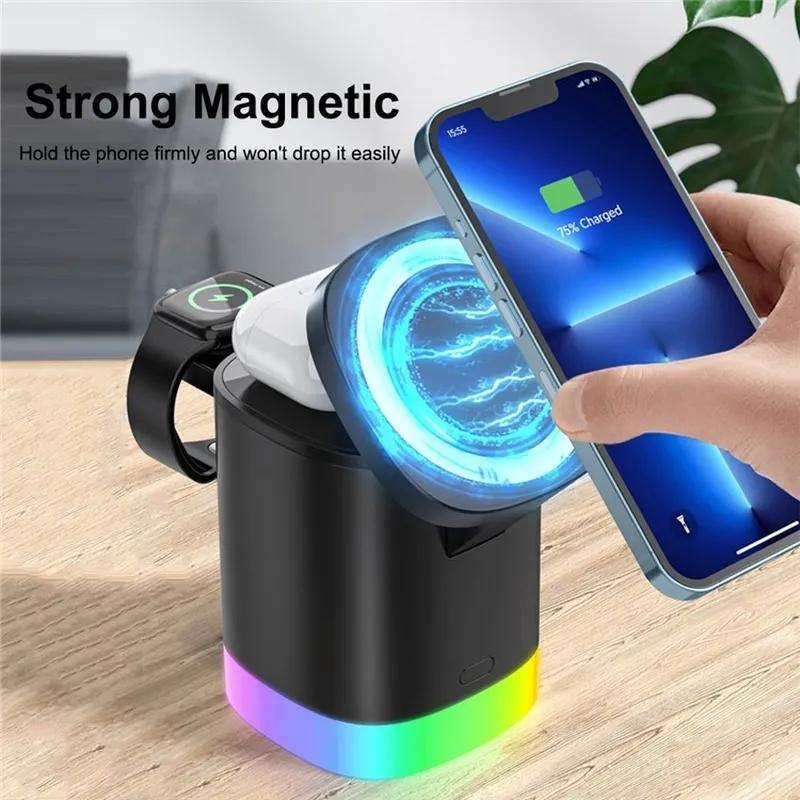 3 In 1 Magnetic Wireless Charger For Iphone Iwatch Airpods - Black 5