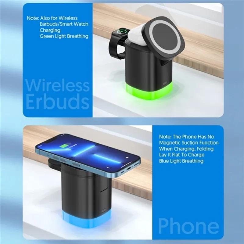 3 In 1 Magnetic Wireless Charger For Iphone Iwatch Airpods - Black 6