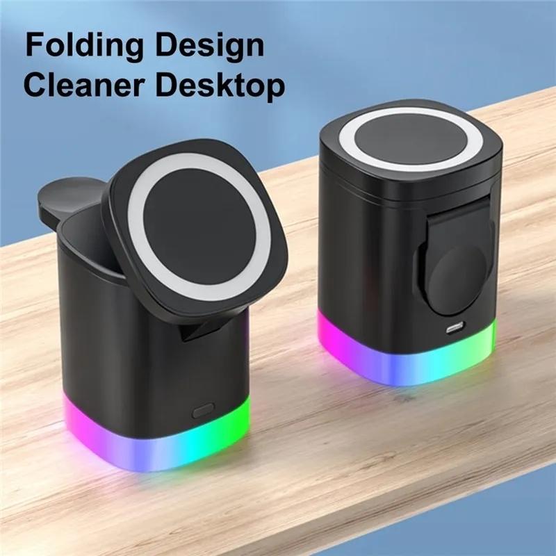 3 In 1 Magnetic Wireless Charger For Iphone Iwatch Airpods - Black 7