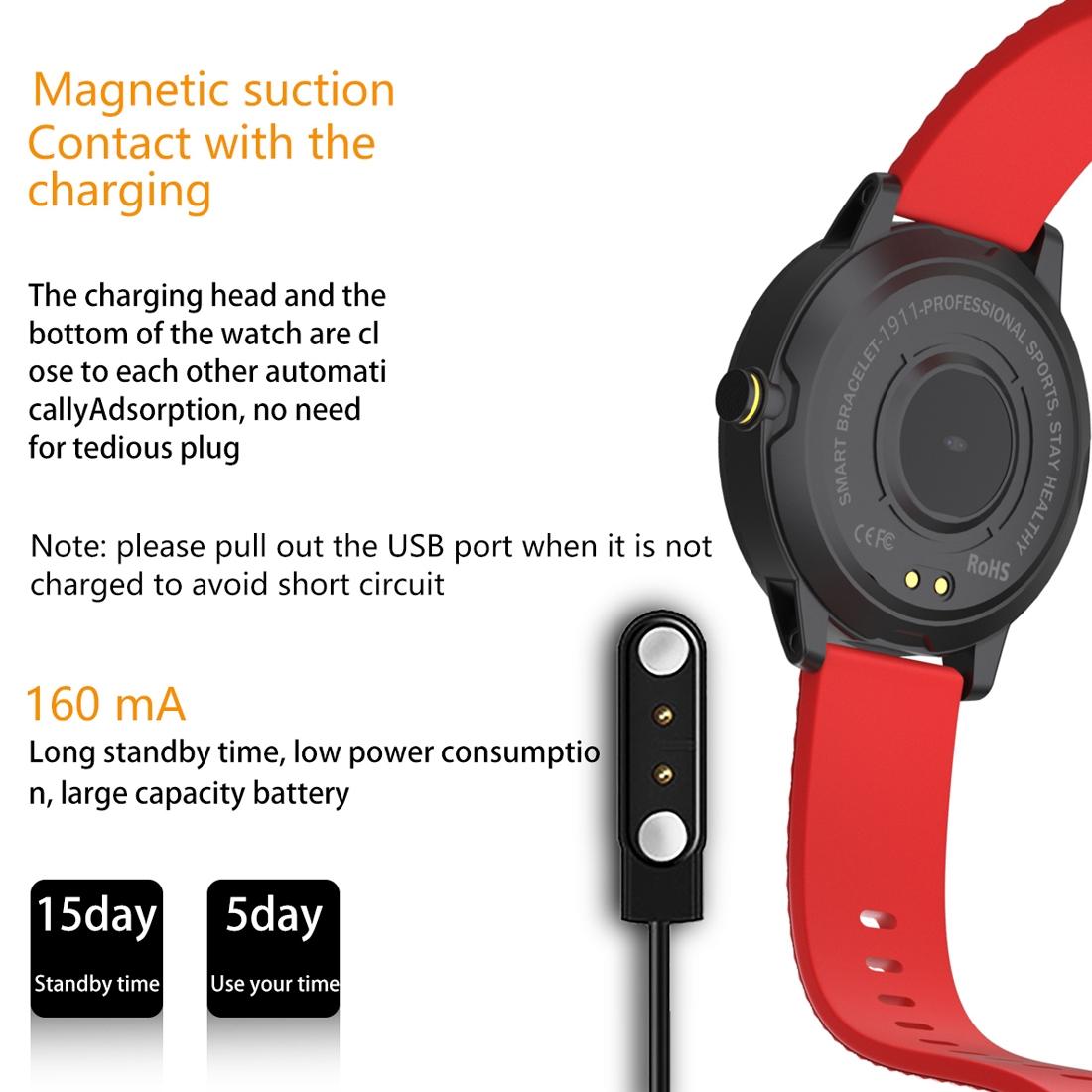 1.3 Inch Tft Screen Ip67 Waterproof Smart Watch Bracelet Support Sleep Monitor / Heart Rate Monitor / Blood Pressure Monitoring - Black Red 5