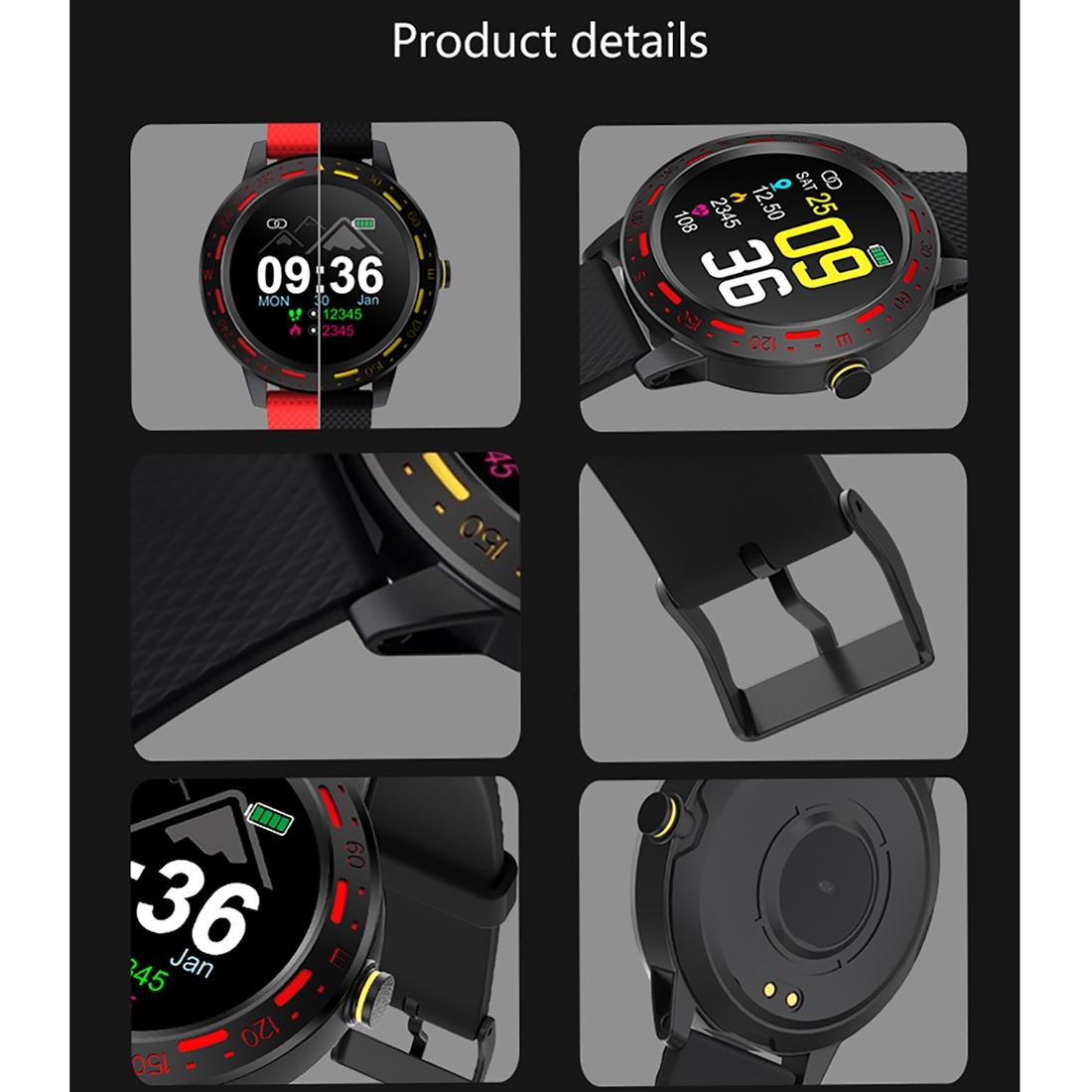1.3 Inch Tft Screen Ip67 Waterproof Smart Watch Bracelet Support Sleep Monitor / Heart Rate Monitor / Blood Pressure Monitoring - Black Red 6