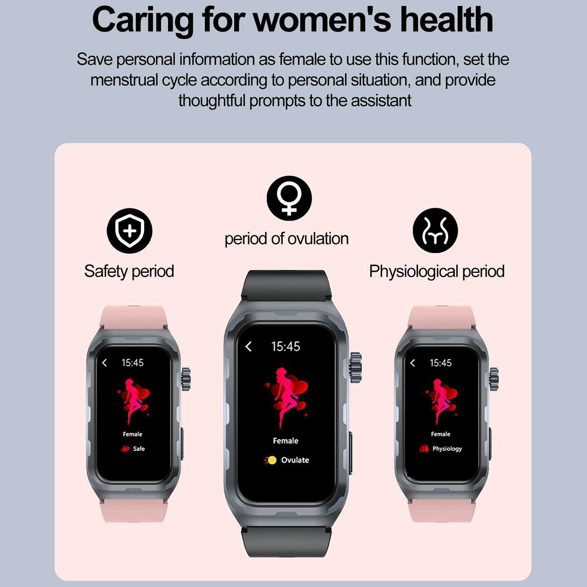 Waterproof Ecg Smart Watch For Health Monitoring - Ip68 - Pink 9