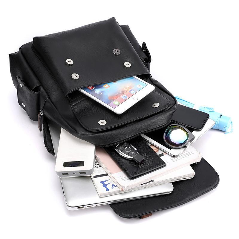 Large Capacity Pu Leather Laptop Backpack For Travel & School - Light Brown 7