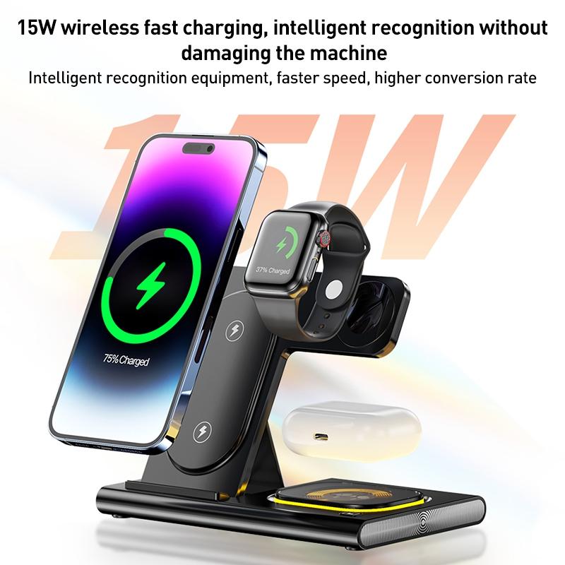 15W 3 In 1 Foldable Wireless Charger - White 5