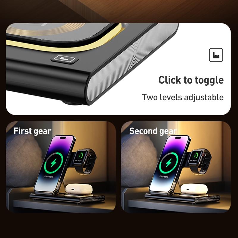 15W 3 In 1 Foldable Wireless Charger - White 9