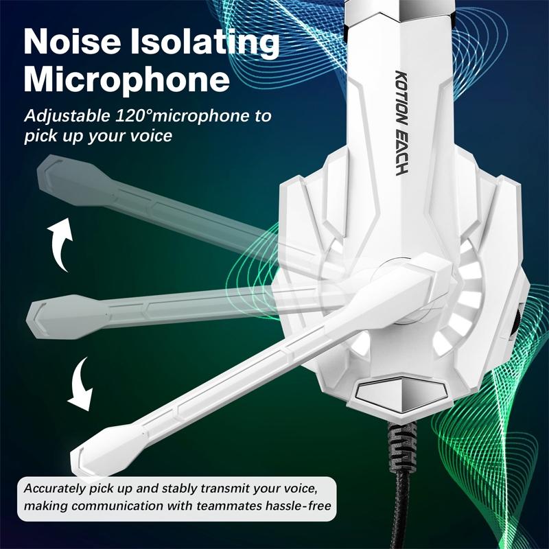 Pro Gaming Headset With Mic 2.1M Cable - Black White 4