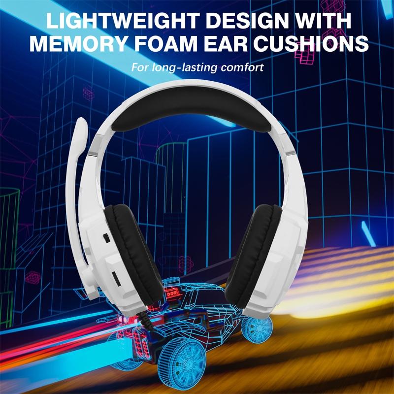Pro Gaming Headset With Mic 2.1M Cable - Black White 6