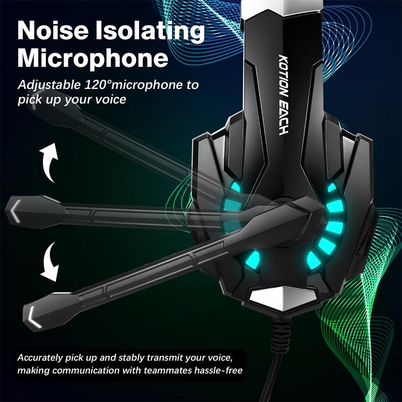 Pro Gaming Headset With Mic 2.1M Cable - Black White 12